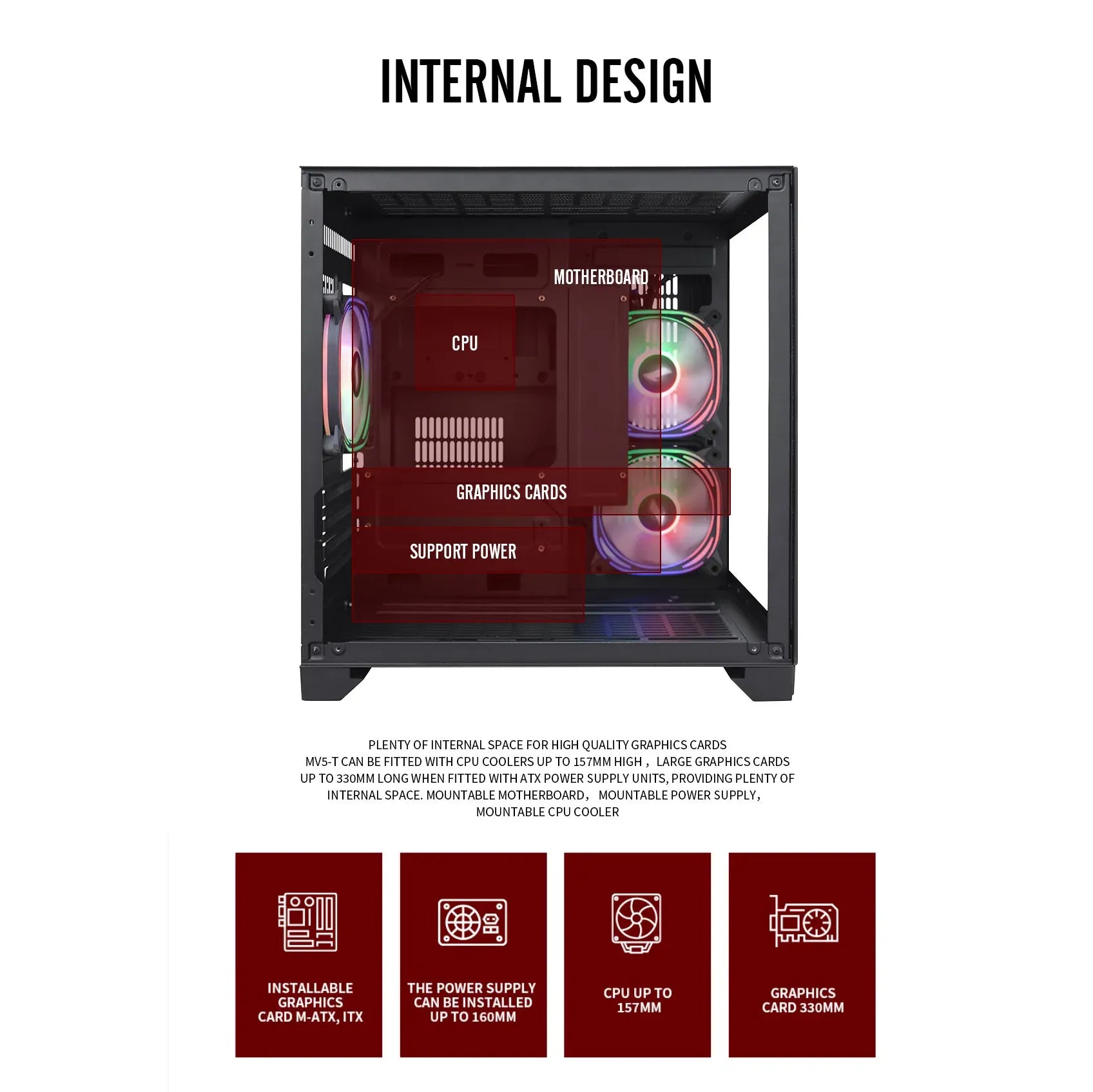 Robin Cube M-ATX/ITX Gaming PC Desktop Computer Case Black with Side Tempered Glass Panels with 7 Fan Support (Fans not including) Robin Cube M-ATX/ITX Gaming PC Desktop Computer Case Black with Side Tempered Glass Panels with 7 Fan Support (Fans not including)